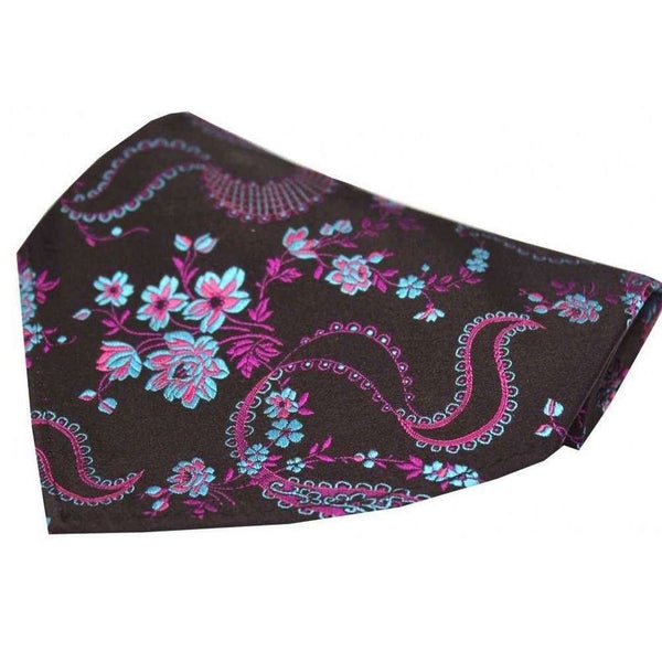 david van hagen Purple Floral Pattern Silk Pocket Square