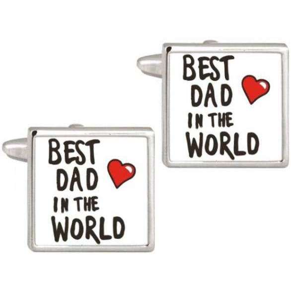 david van hagen Silver Best Dad In The World Cufflinks