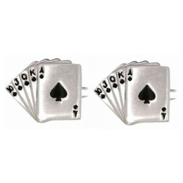 david van hagen Silver Fan of Spades Cards Cufflinks