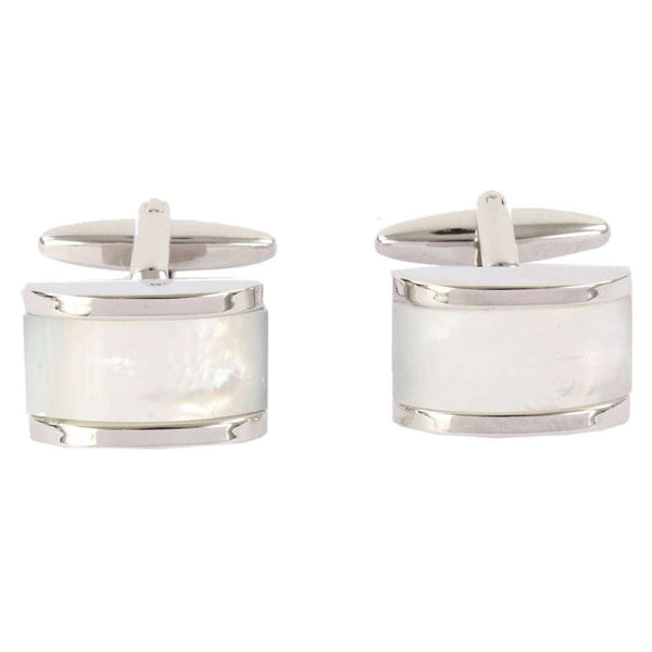 david van hagen Silver Mother of Pearl Domed Rectangle Cufflinks