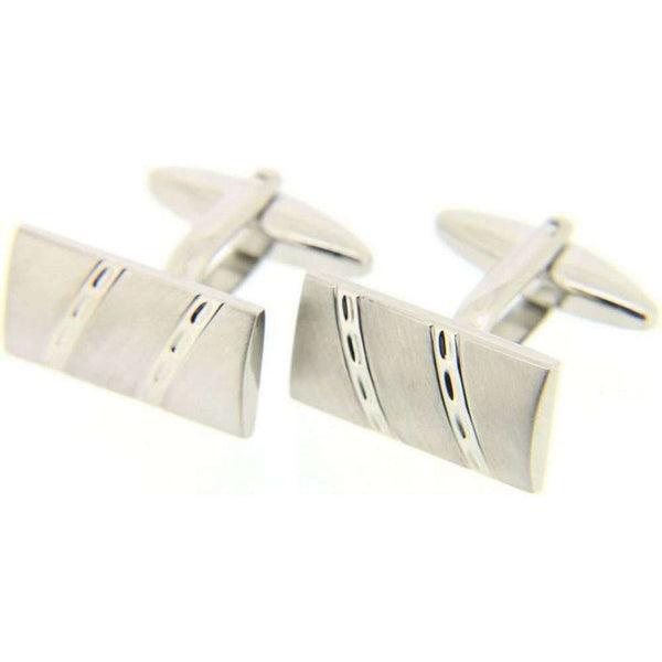 david van hagen Silver Rectangle Engraved Cufflinks