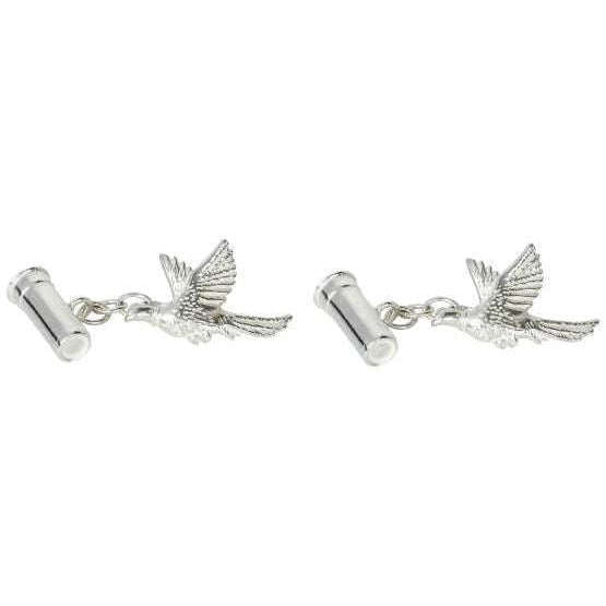 david van hagen Silver Sterling Silver Pheasant and Gun Cartridge Cufflinks