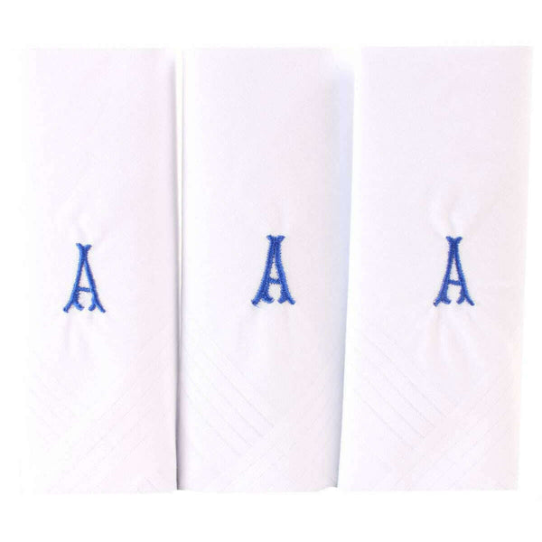 david van hagen White A Initial 3 Pack Handkerchief