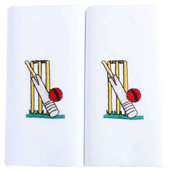 david van hagen White Embroidered Cricket Handkerchief