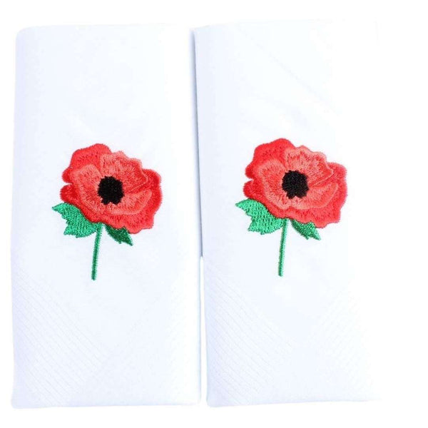 david van hagen White Embroidered Poppy Handkerchief