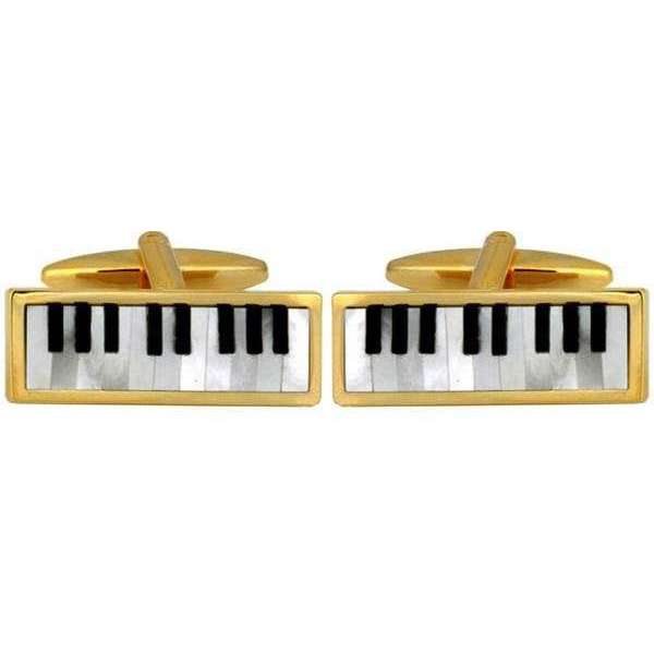 david van hagen White Gold Plated Mother of Pearl and Onyx Keyboard Cufflinks