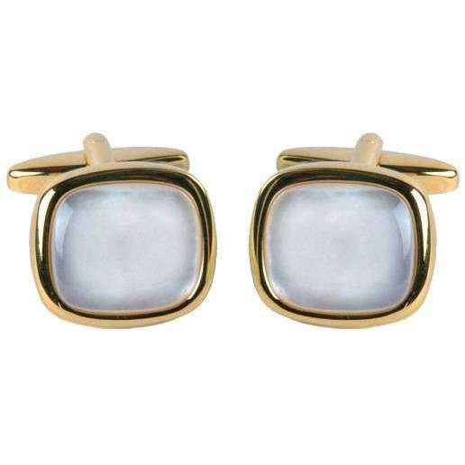 david van hagen White Gold Plated Mother of Pearl Square Cufflinks