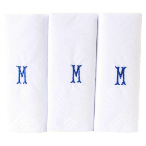 david van hagen White M Initial 3 Pack Handkerchief