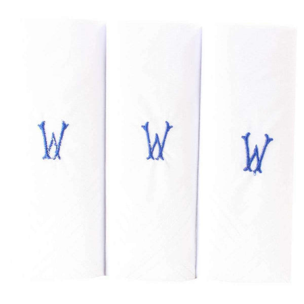 david van hagen White W Initial 3 Pack Handkerchief