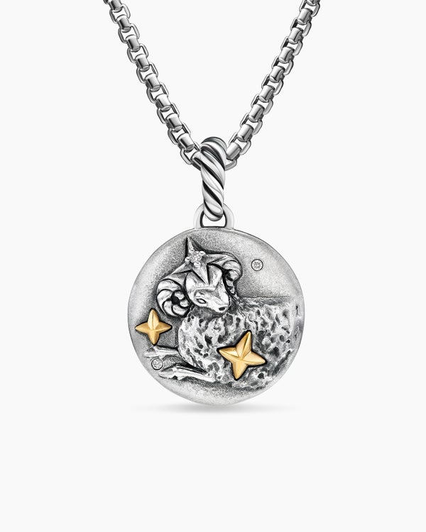 david van hagen Aries Amulet Sterling Silver with 18K Yellow Gold and Diamonds 19mm