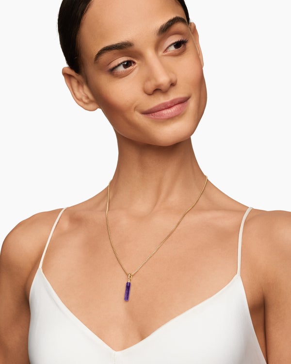 David Van Hagen Barrel Amulet Amethyst And 18K Yellow Gold 20mm