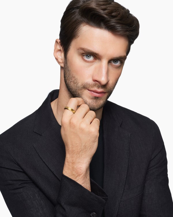 David Van Hagen Beveled Band Ring 18K Yellow Gold 6mm