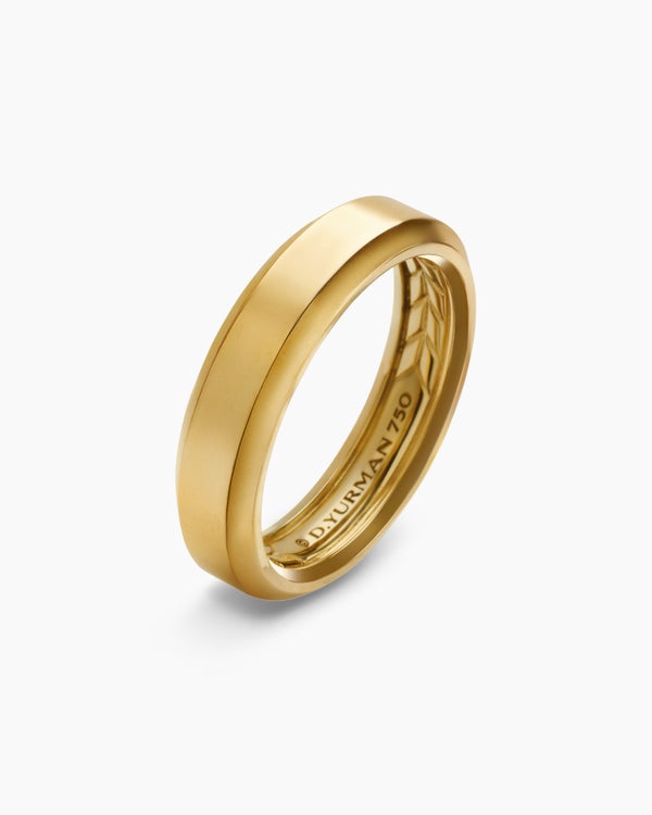 David Van Hagen Beveled Band Ring 18K Yellow Gold 6mm