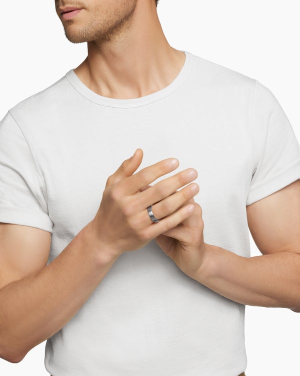 David Van Hagen Beveled Band Ring Grey Titanium 6mm
