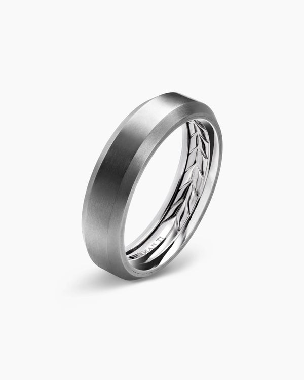David Van Hagen Beveled Band Ring Grey Titanium 6mm