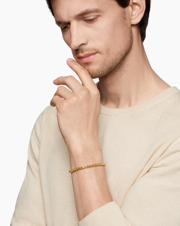 David Van Hagen Box Chain Bracelet 18K Yellow Gold 5mm