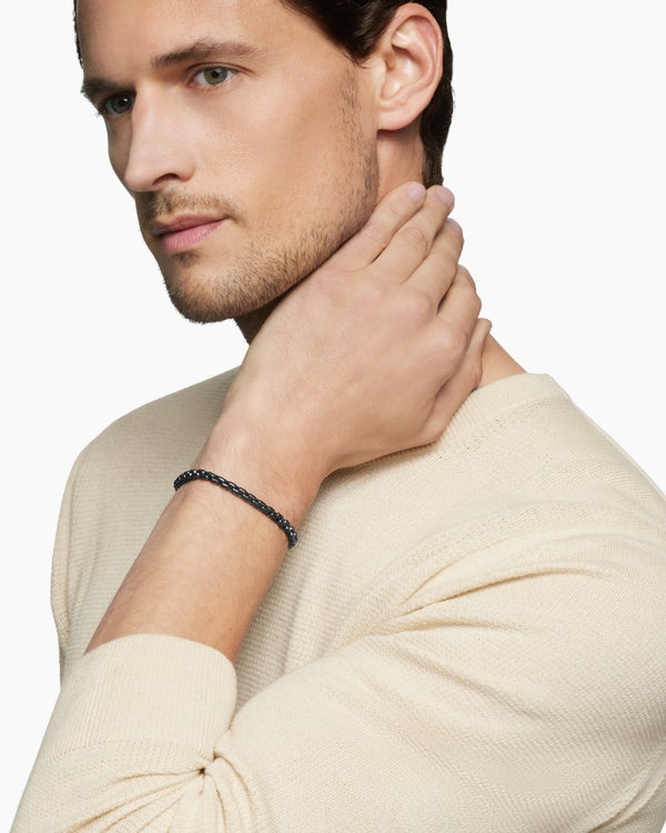 David Van Hagen Box Chain Bracelet Darkened Stainless Steel 5mm