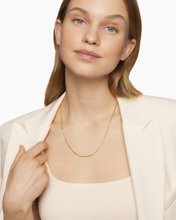 David Van Hagen Box Chain Necklace 18K Yellow Gold 1.7mm