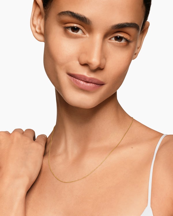 David Van Hagen Box Chain Necklace 18K Yellow Gold 1mm