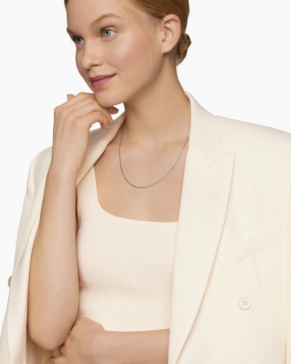 David Van Hagen Box Chain Necklace Sterling Silver With 14K Yellow Gold Accent 1.7mm