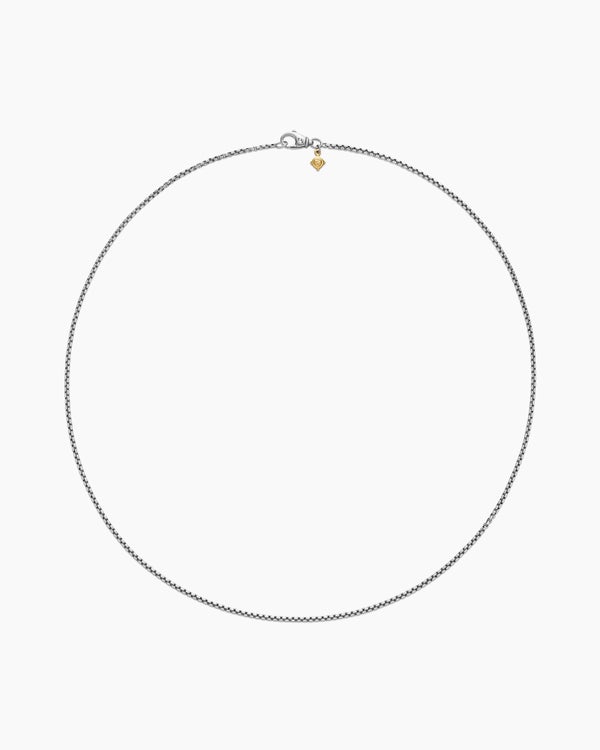 David Van Hagen Box Chain Necklace Sterling Silver With 14K Yellow Gold Accent 1.7mm