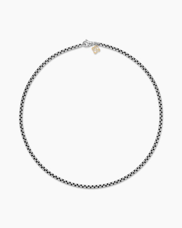 David Van Hagen Box Chain Necklace Sterling Silver With 14K Yellow Gold Accent 3.6mm
