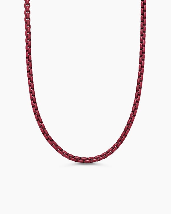 david van hagen Box Chain Necklace Sterling Silver with Burgundy Stainless Steel 4mm
