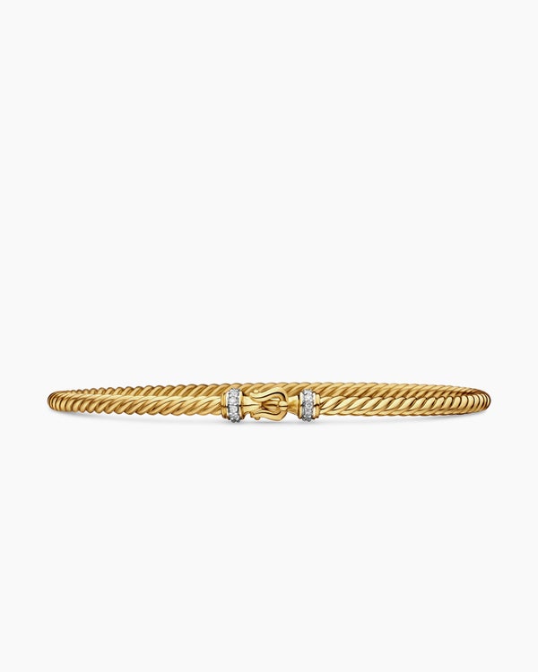 david van hagen Buckle Classic Cable Bracelet 18K Yellow Gold with Diamonds 2.6mm