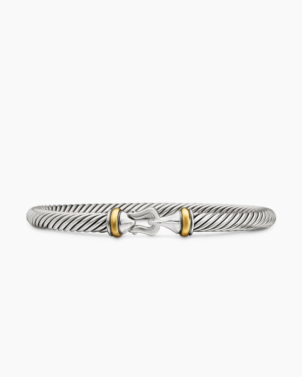 david van hagen Buckle Classic Cable Bracelet Sterling Silver with 18K Yellow Gold 5mm