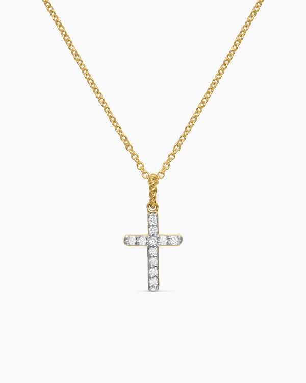 david van hagen Cable Collectibles ® Cross Necklace 18K Yellow Gold with Diamonds 17mm