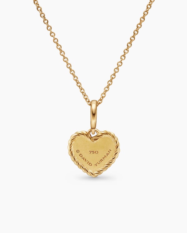 David Van Hagen Cable Collectibles ® Pavé Plate Heart Necklace 18K Yellow Gold With Diamonds 11.5mm