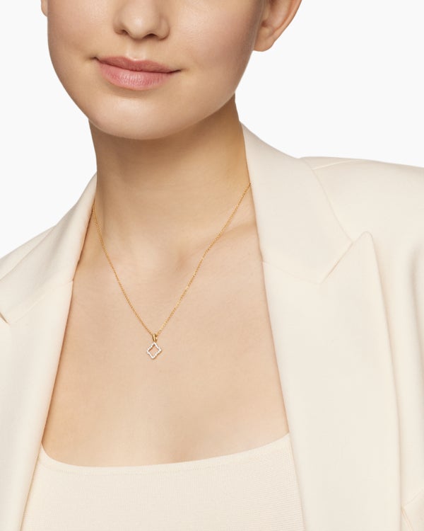 David Van Hagen Cable Collectibles ® Quatrefoil Necklace 18K Yellow Gold With Diamonds 17.5mm