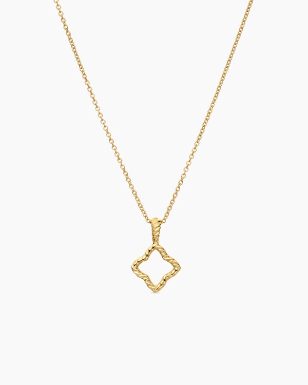 David Van Hagen Cable Collectibles ® Quatrefoil Necklace 18K Yellow Gold With Diamonds 17.5mm