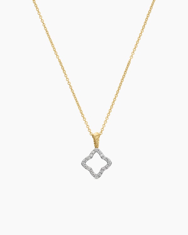 david van hagen Cable Collectibles ® Quatrefoil Necklace 18K Yellow Gold with Diamonds 17.5mm