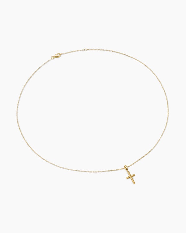 David Van Hagen Cable Cross Pendant Necklace 18K Yellow Gold 17.5mm