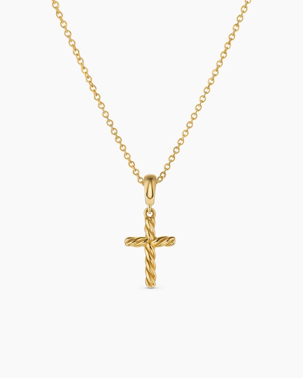 david van hagen Cable Cross Pendant Necklace 18K Yellow Gold 17.5mm