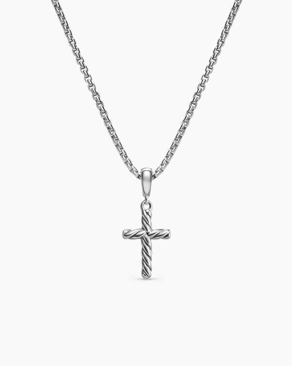 david van hagen Cable Cross Pendant Necklace Sterling Silver 17.5mm
