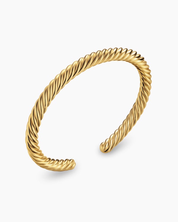 David Van Hagen Cable Cuff Bracelet 18K Yellow Gold 6mm