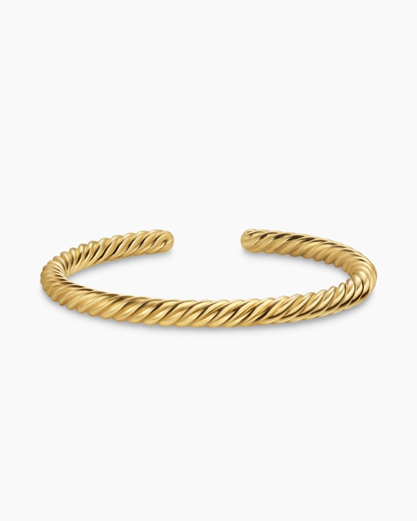 David Van Hagen Cable Cuff Bracelet 18K Yellow Gold 6mm