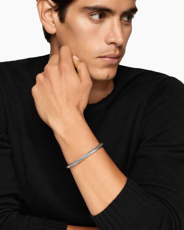 David Van Hagen Cable Cuff Bracelet Sterling Silver 6mm