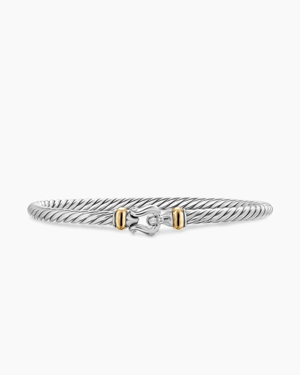 david van hagen Cable Flex Buckle Bracelet Sterling Silver with 14K Yellow Gold 4mm