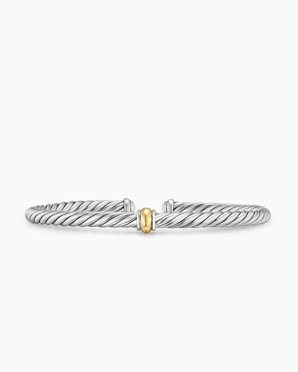 david van hagen Cable Flex Station Bracelet Sterling Silver with 14K Yellow Gold 4mm