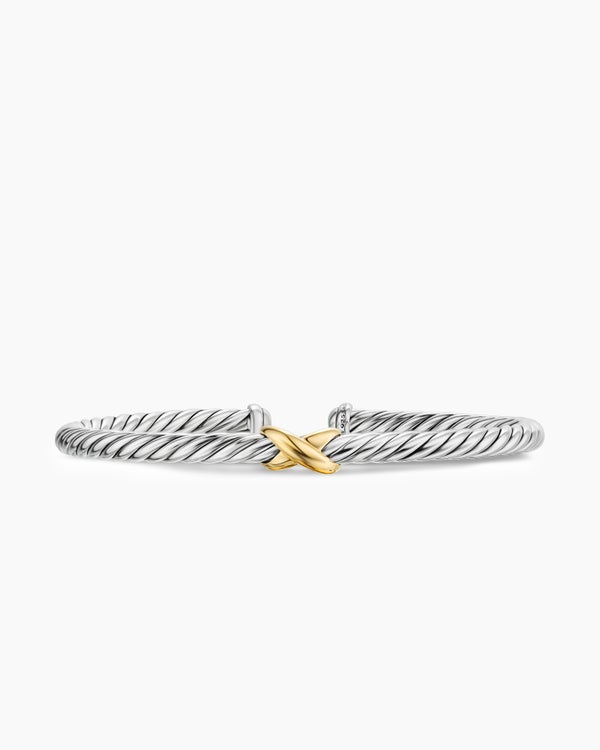 david van hagen Cable Flex X Station Bracelet Sterling Silver with 14K Yellow Gold 4mm