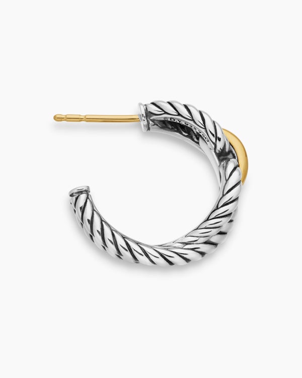 David Van Hagen Cable Loop Hoop Earrings Sterling Silver With 18K Yellow Gold 22mm