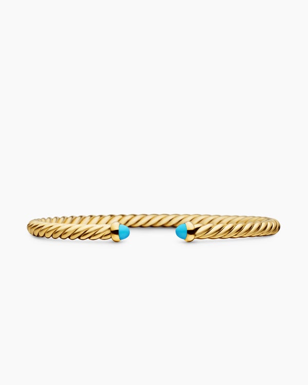 david van hagen Cablespira ® Flex Bracelet 18K Yellow Gold with Turquoise 4mm