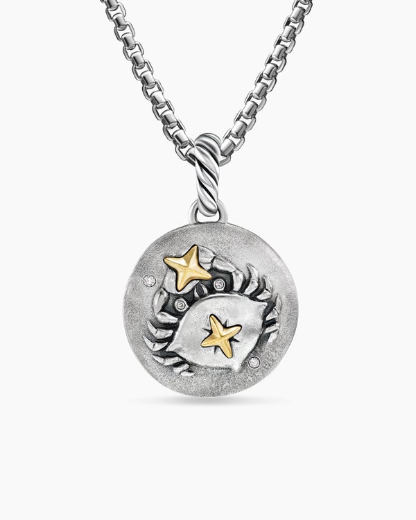 david van hagen Cancer Amulet Sterling Silver with 18K Yellow Gold and Diamonds 19mm