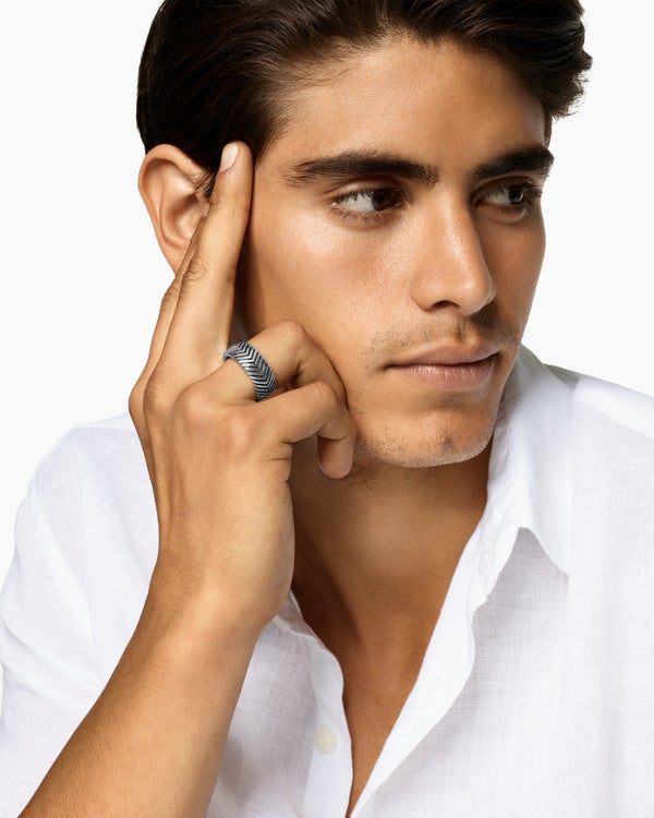 David Van Hagen Chevron Band Ring Sterling Silver 10mm