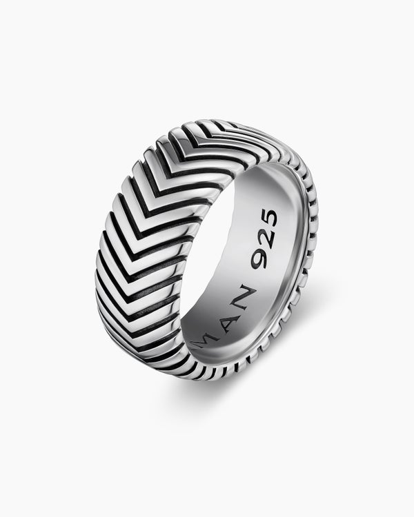 David Van Hagen Chevron Band Ring Sterling Silver 10mm