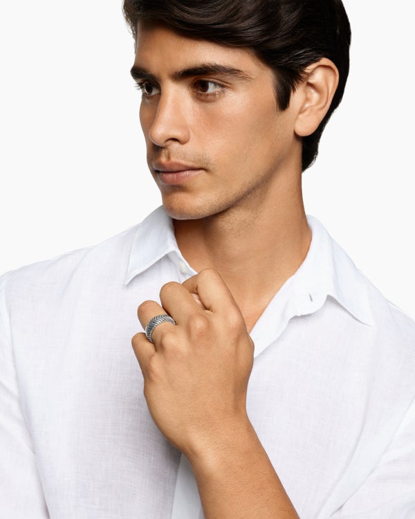 David Van Hagen Chevron Band Ring Sterling Silver 8mm