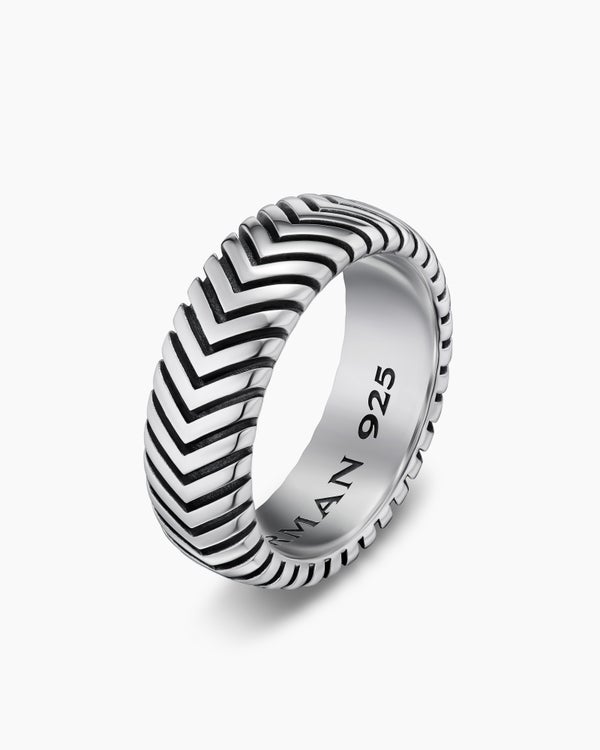 David Van Hagen Chevron Band Ring Sterling Silver 8mm